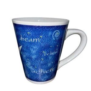 Mary Kay Dream Believe Achieve Mug Blue & White Ceramic Inspirational